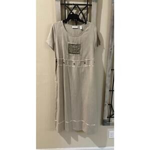 Erika Taylor II Linen Blend Dress size 1X Long Maxi Short Sleeve